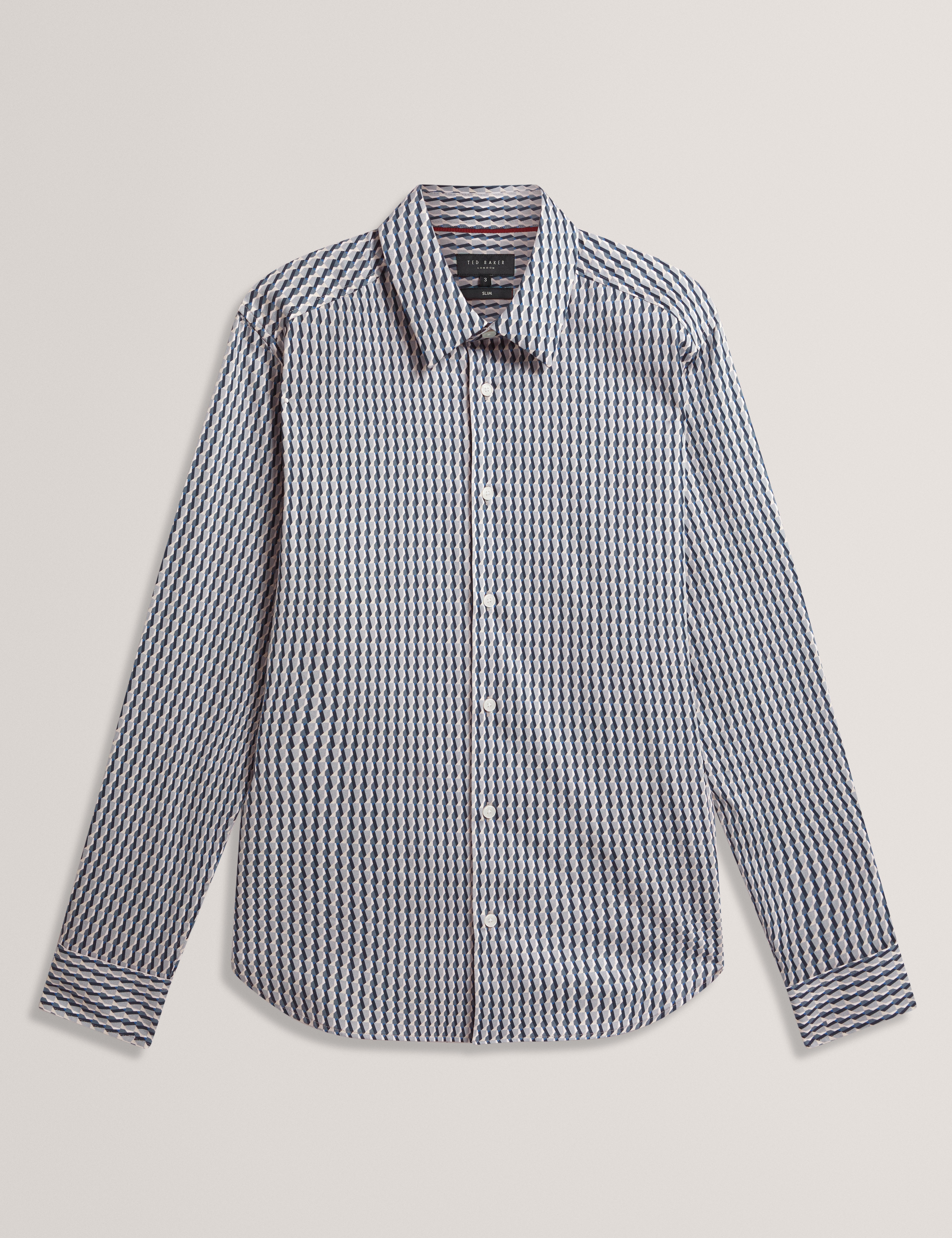 FIRDAWI: Ls Slim Stripe Geo Shirt