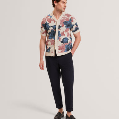 ASHQARA: Ss Relaxed Floral Button Through Polo