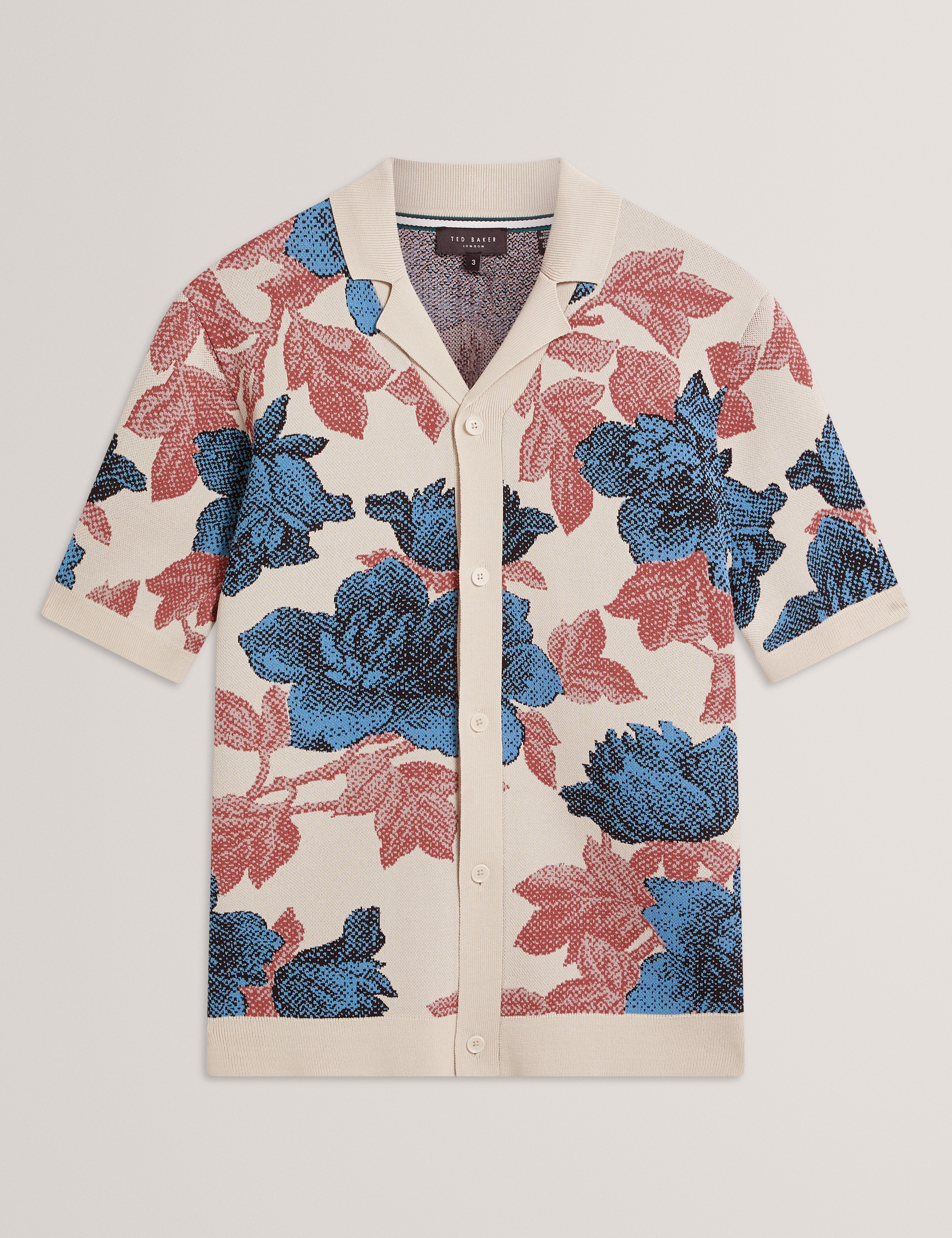 ASHQARA: Ss Relaxed Floral Button Through Polo
