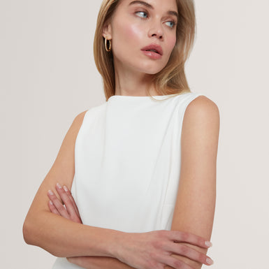 DAHRCY: Sleeveless Midi Dress With Pleat Detail