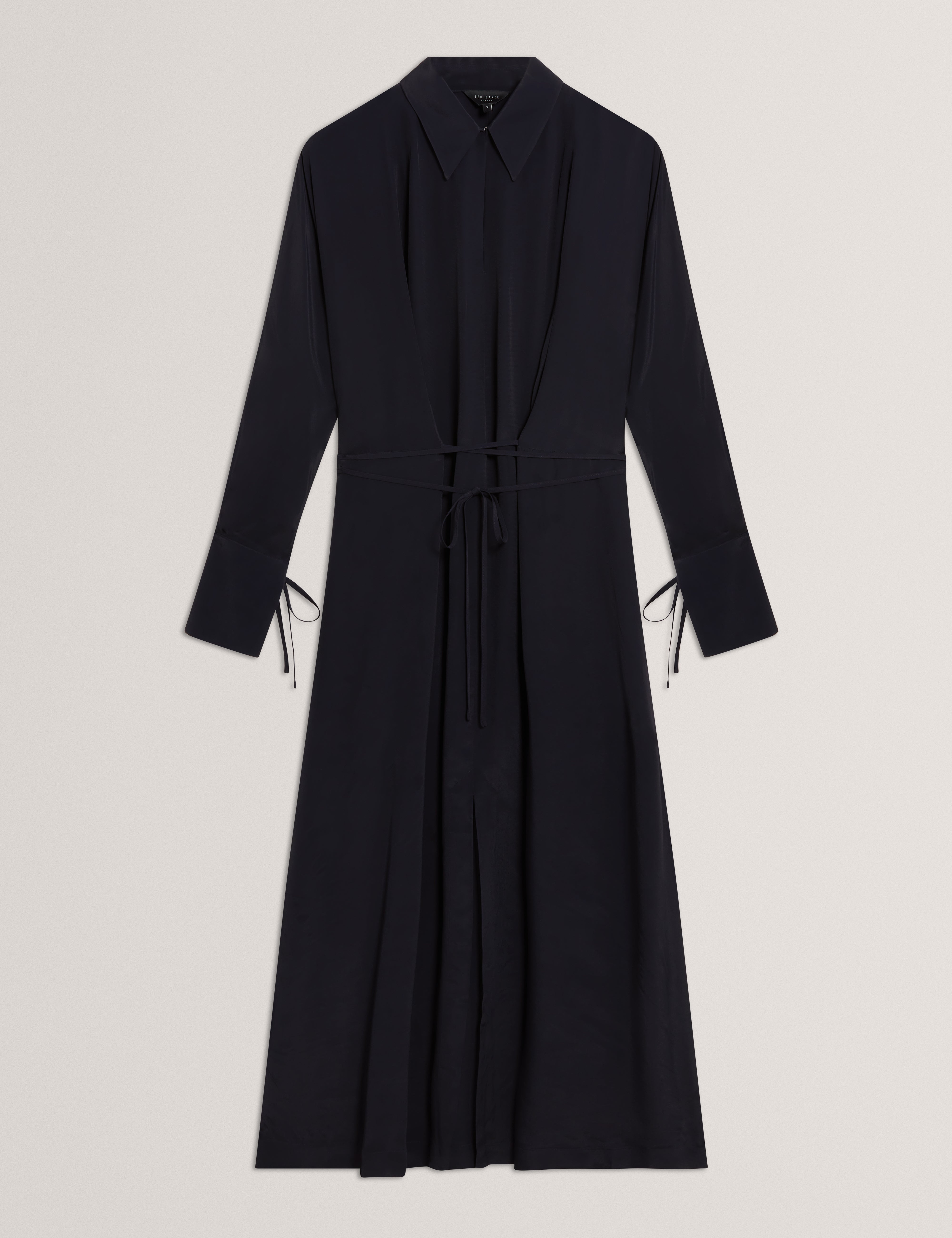 RHAEAA: Tie Detail Midi Shirt Dress