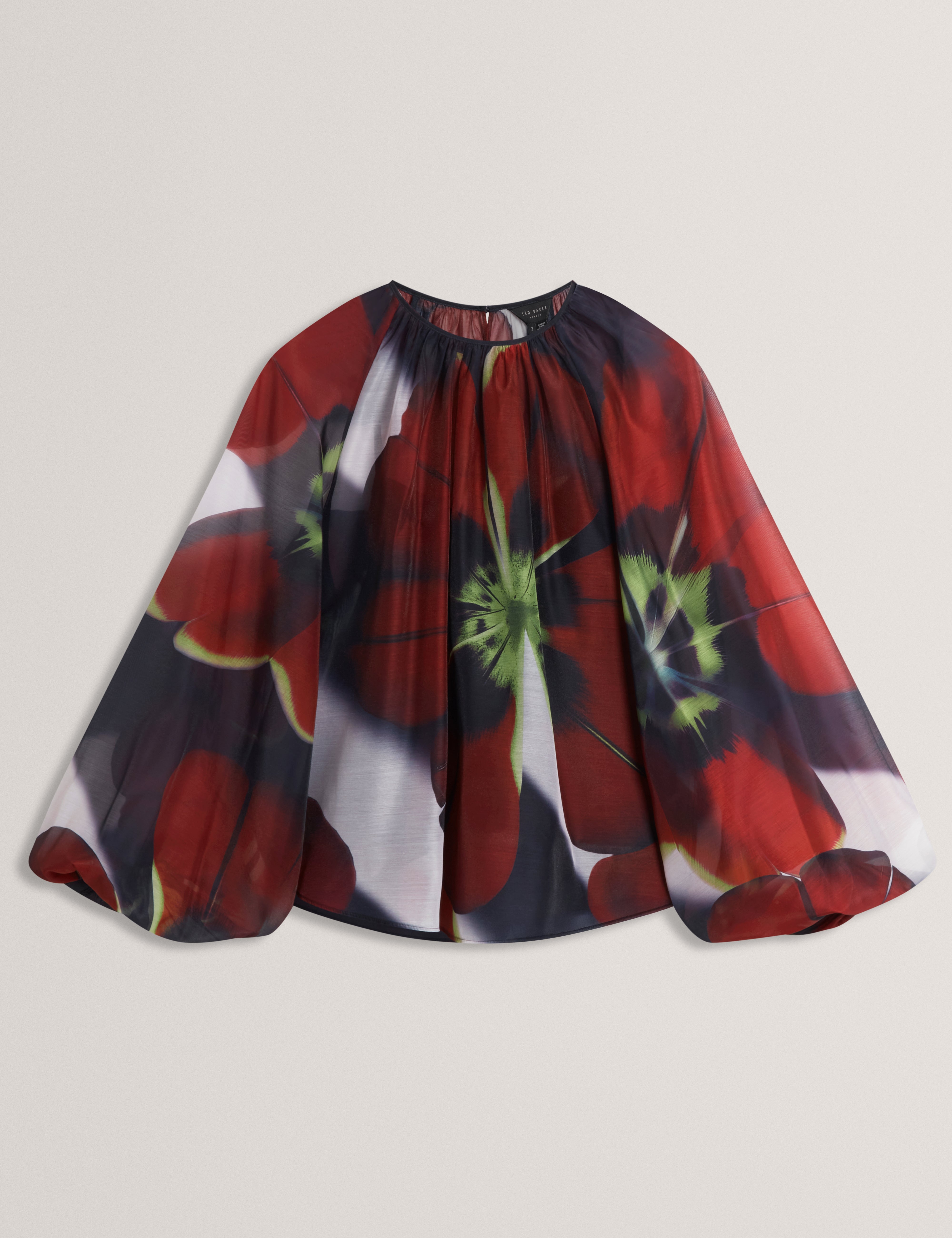 ELAIA: Printed Organza Puff Sleeve Blouse