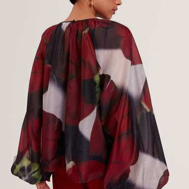 ELAIA: Printed Organza Puff Sleeve Blouse
