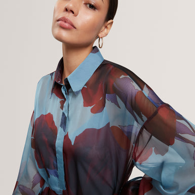 Women's MARRNIE-Printed Bib Detail Maxi Shirt Dress