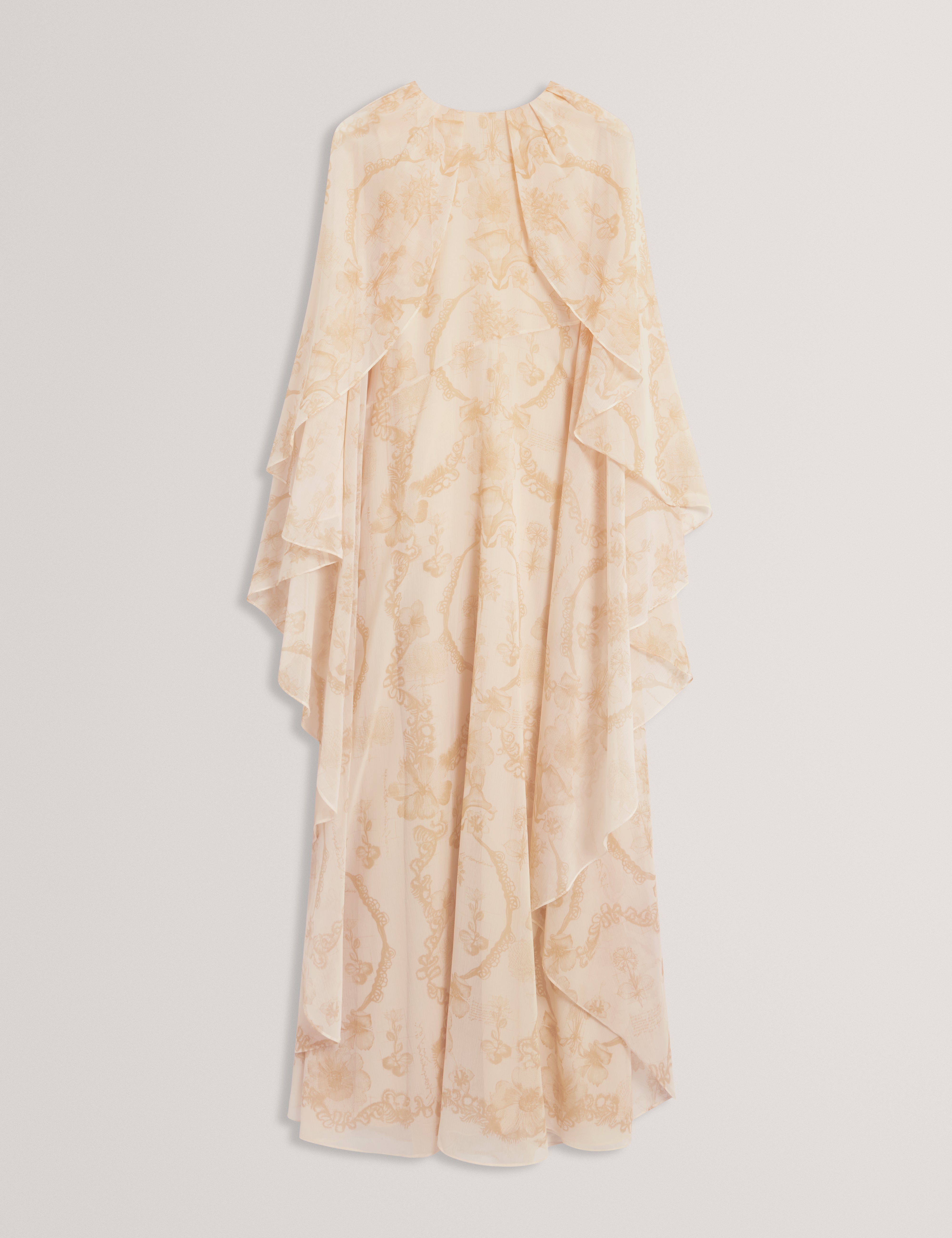 NIEVA: Waterfall Cape Detail Maxi Dress