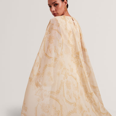 NIEVA: Waterfall Cape Detail Maxi Dress