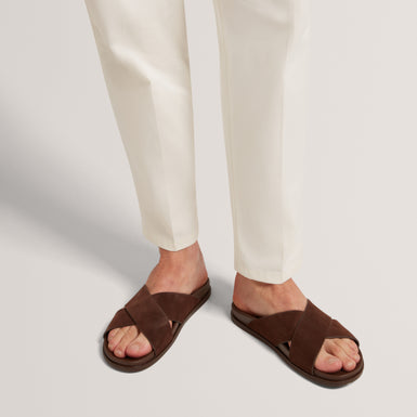 TEVIIN: Tb Script Suede Mix Sandals