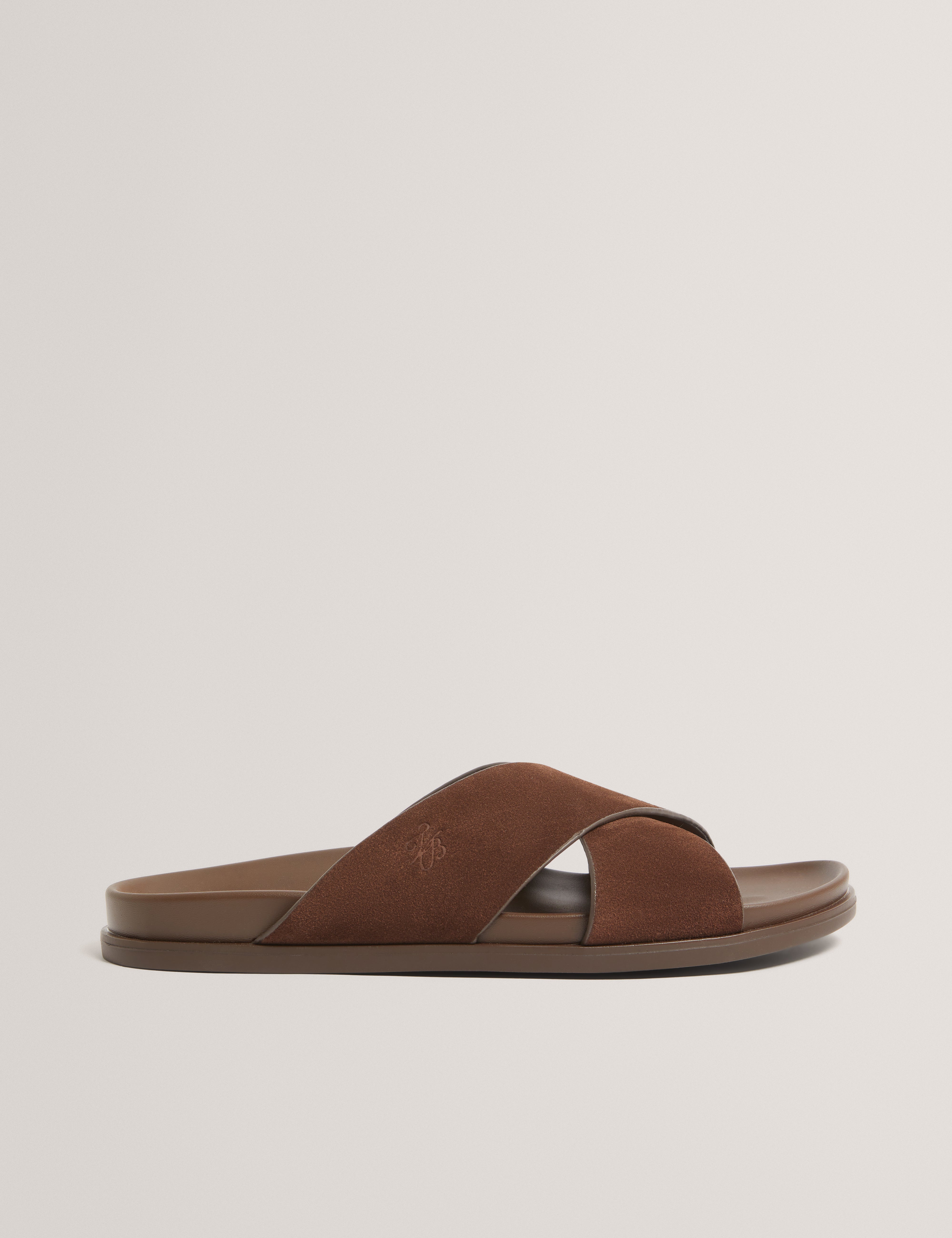 TEVIIN: Tb Script Suede Mix Sandals