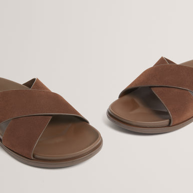 TEVIIN: Tb Script Suede Mix Sandals