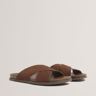 TEVIIN: Tb Script Suede Mix Sandals