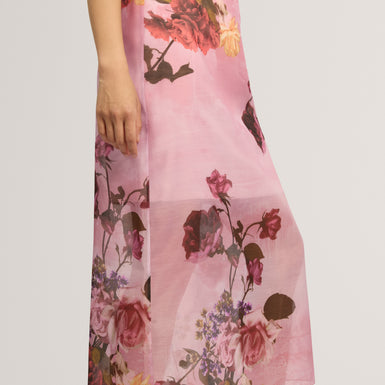 ETHNYA: Printed Organza Overlay Midi Skirt