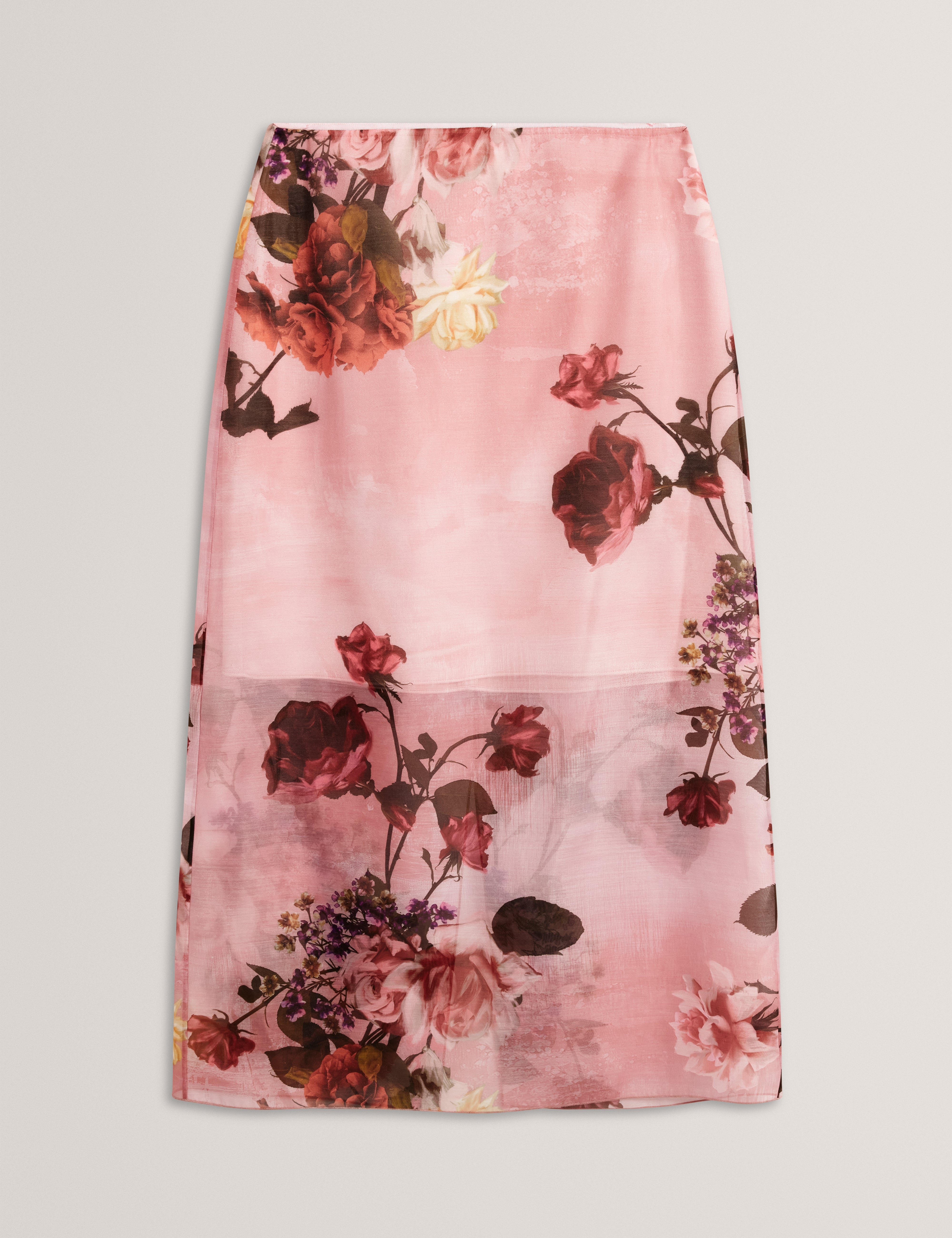 ETHNYA: Printed Organza Overlay Midi Skirt