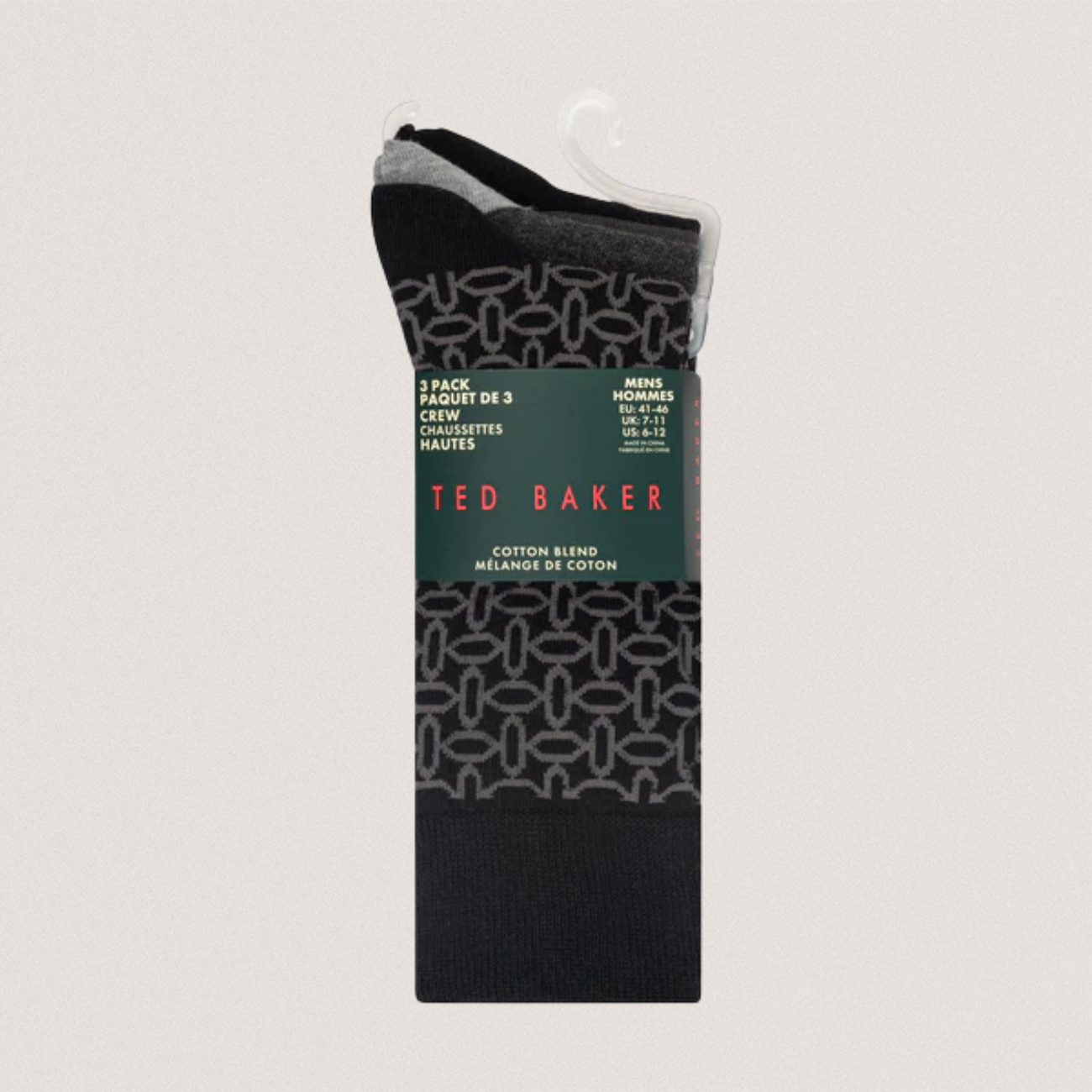 TERRYP: 3 Pack Cotton Crew Sock Black
