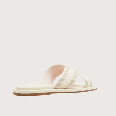 ASHIKA: Webbing Flat Sandal Ivory