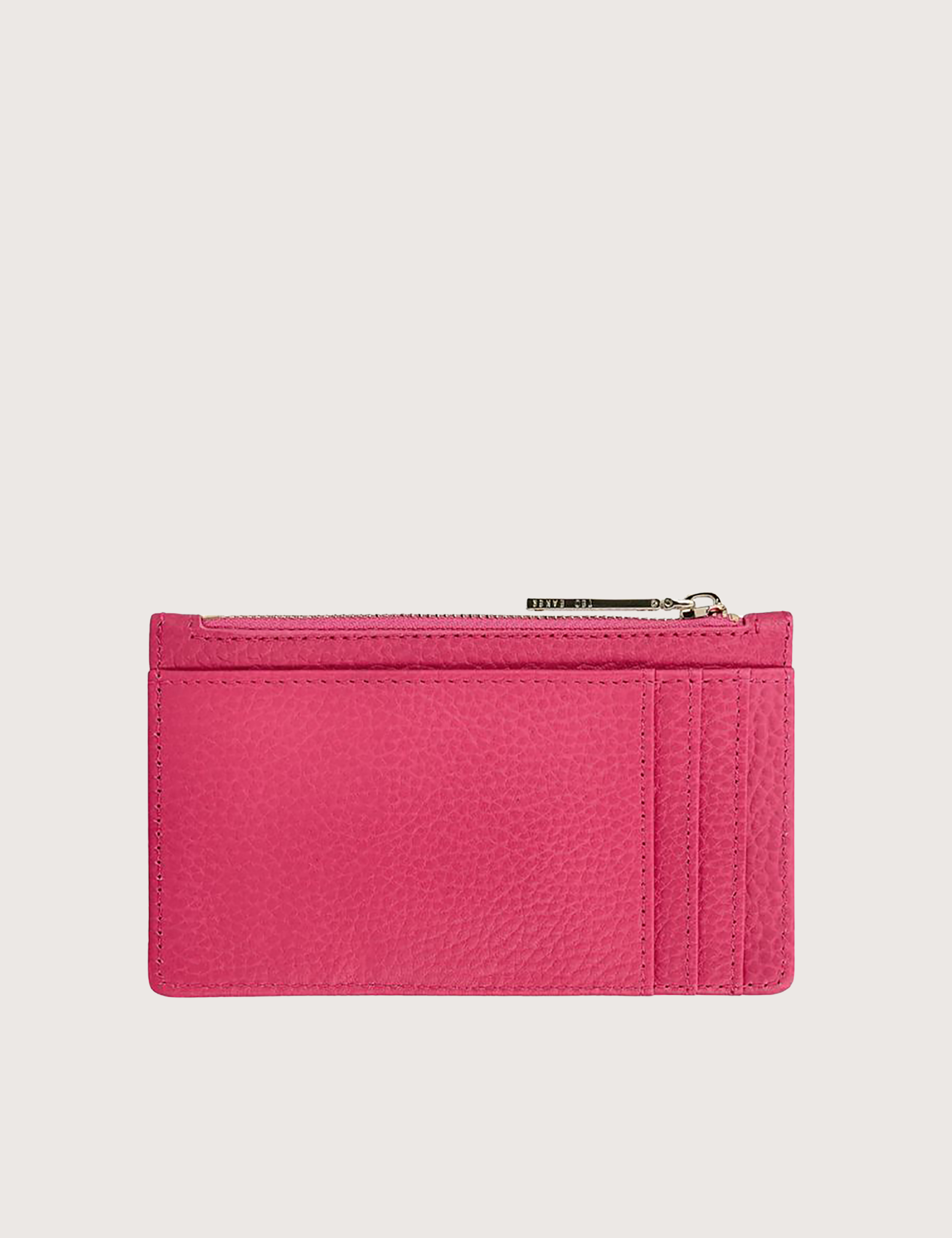 MIELINI: Floral Printed Zip Card Holder Brt-Pink