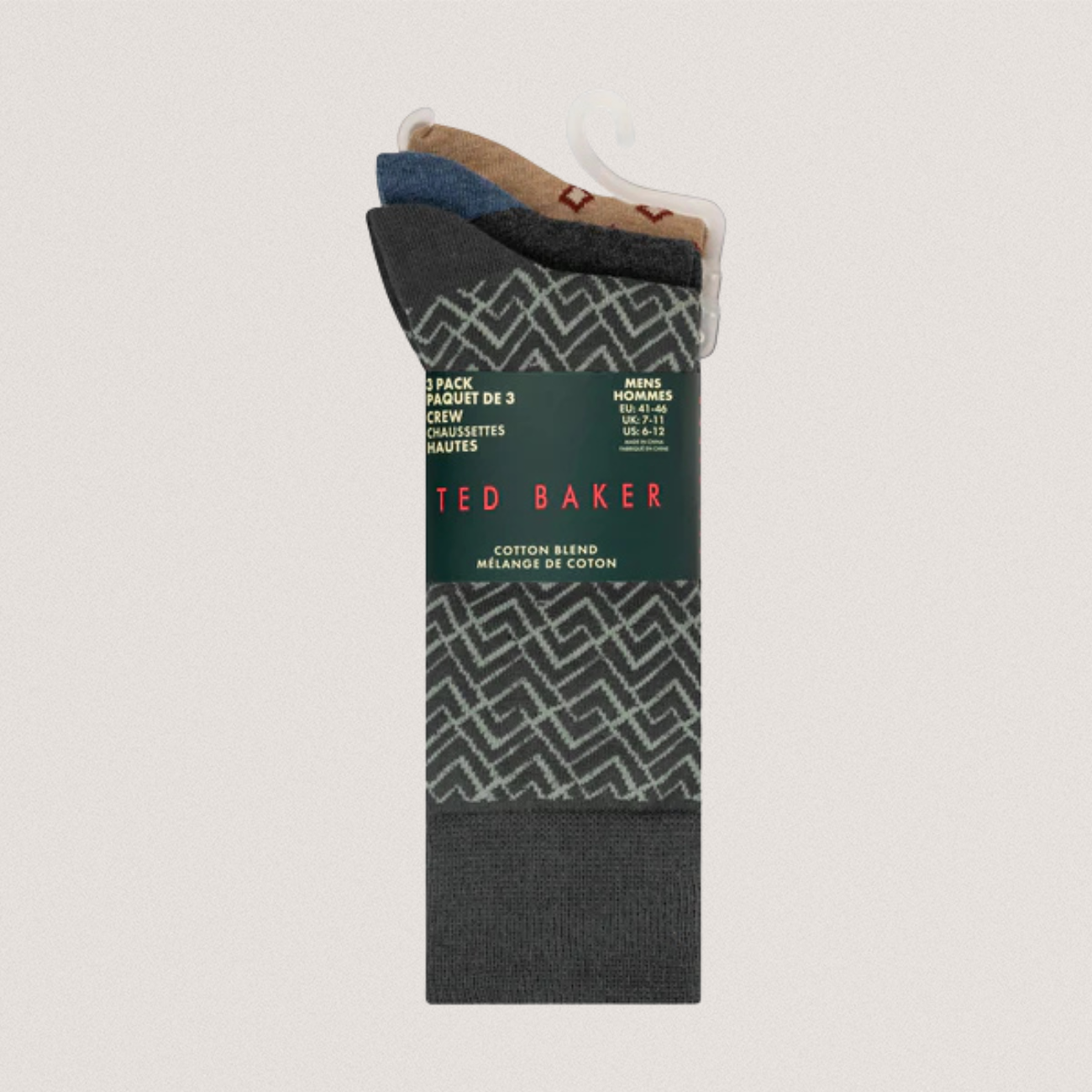 TERRYP: 3 Pack Cotton Crew Sock Multicol