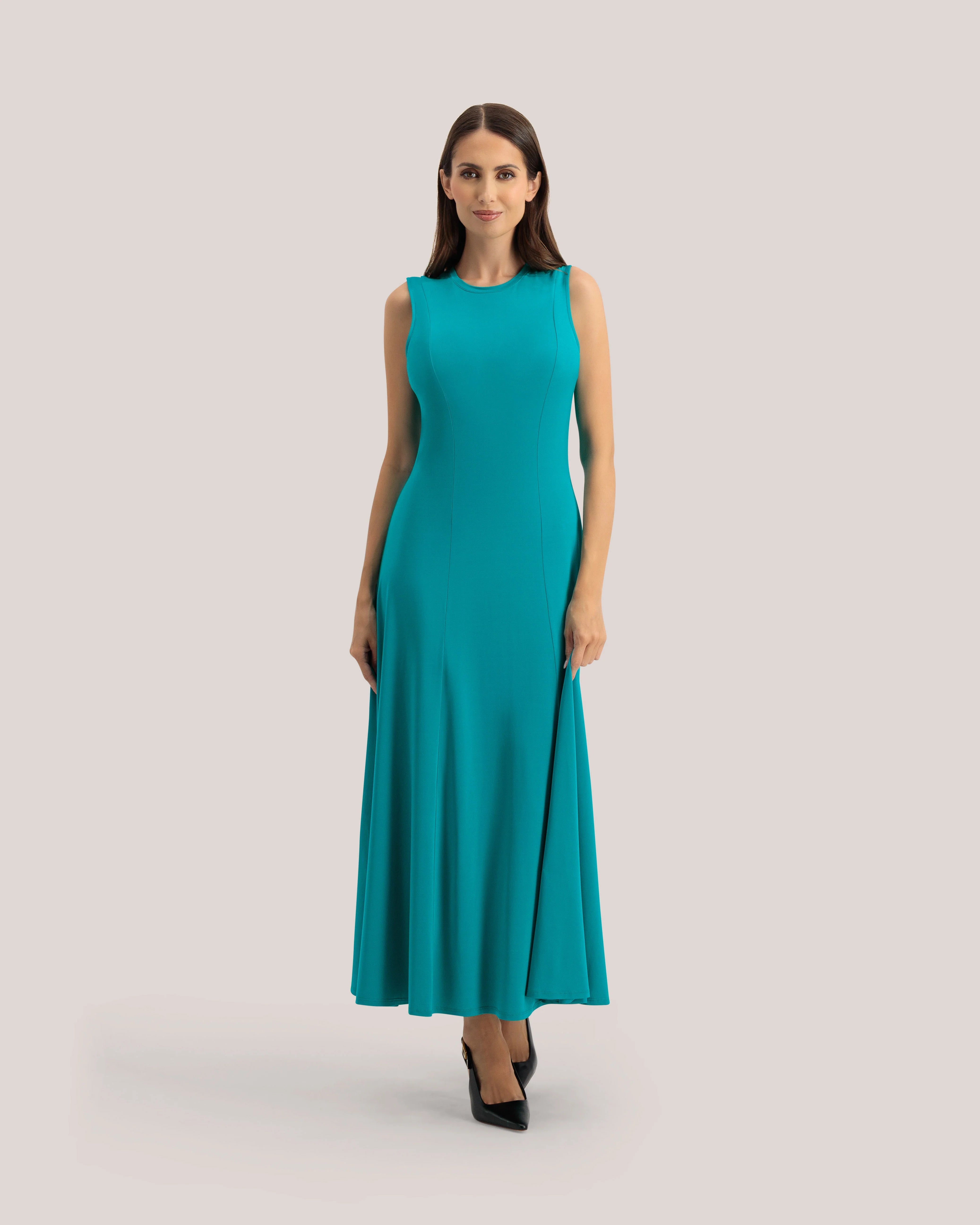 Women's MIELAA-Slinky Jersey Racer Midi Dress Brt-Green