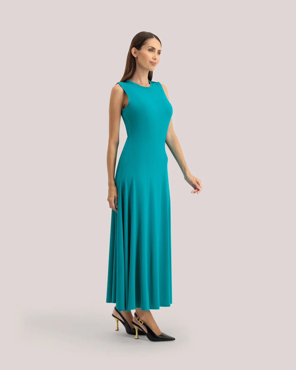Women's MIELAA-Slinky Jersey Racer Midi Dress Brt-Green