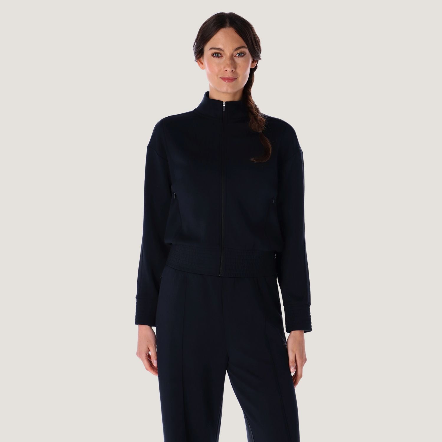 YASMIN: Tailored Cut Scuba Jacket