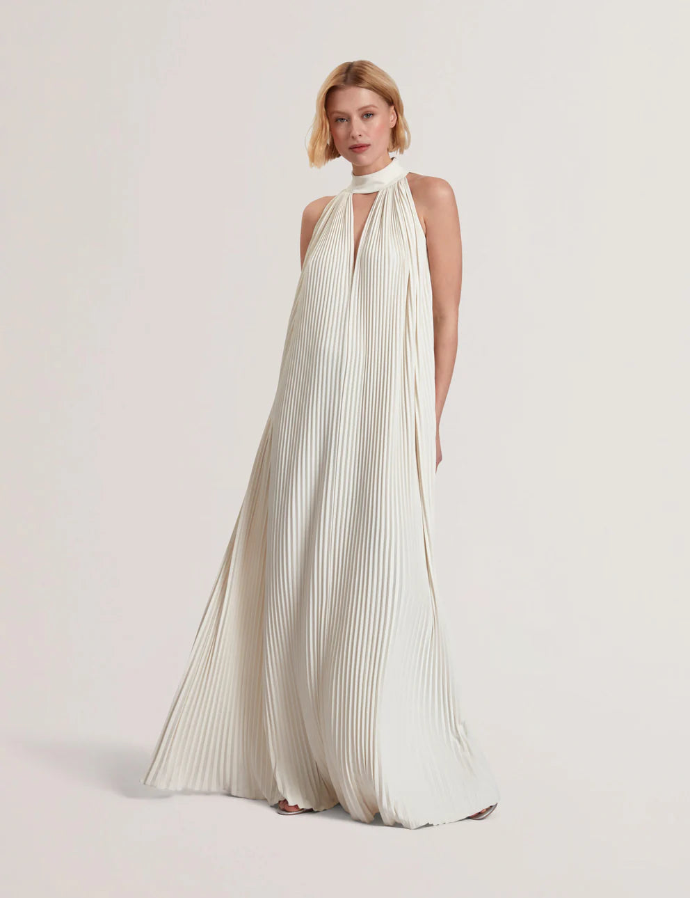 Women's AKALA-Pleated V-neck Sleeveless Maxi Dress