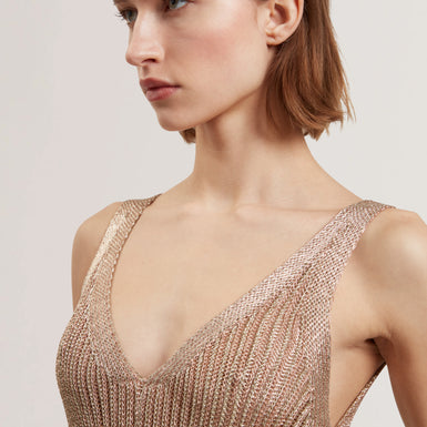 Women's ALARNAA-Chainmail Knitted Column Dress Gold