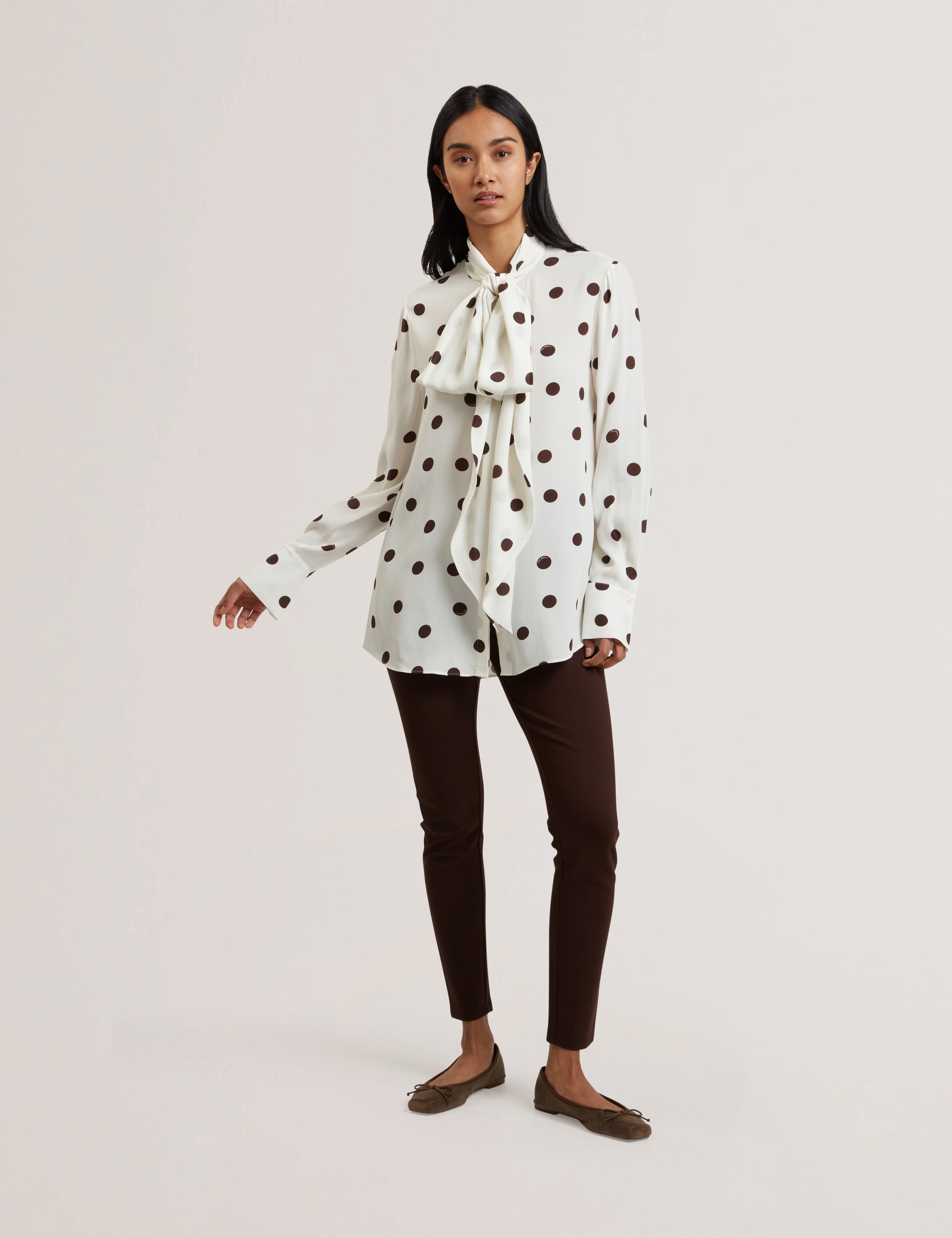 Women's ALIZAA-Scarf Detail Long Sleeve Blouse Ivory