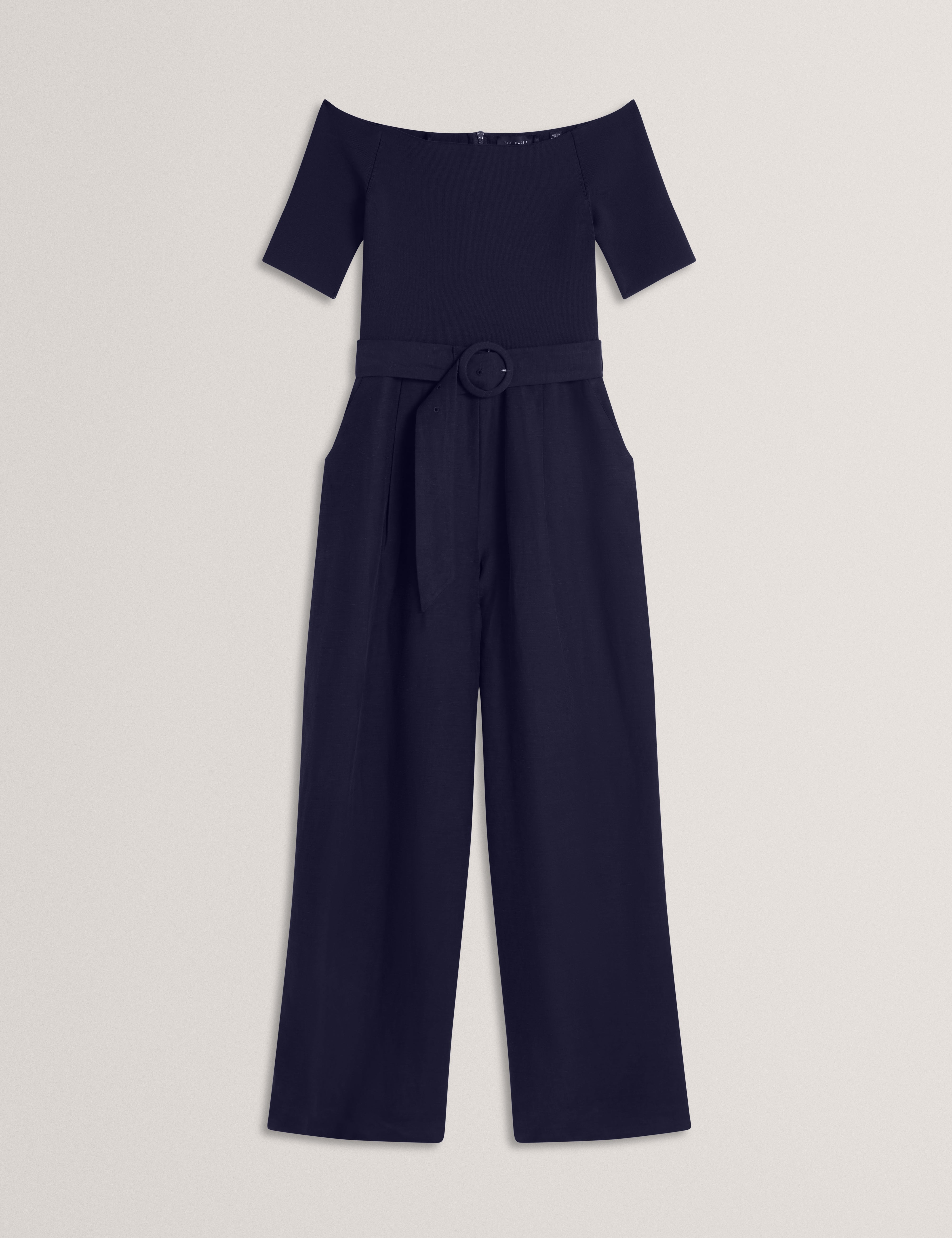 Women's ANGELIY-Bardot Jumpsuit with Knitted Top Navy