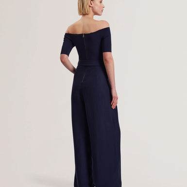 Women's ANGELIY-Bardot Jumpsuit with Knitted Top Navy