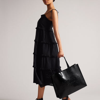 Women's Allicon-Croc Effect Extra Large Icon Bag Black