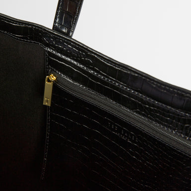 Women's Allicon-Croc Effect Extra Large Icon Bag Black