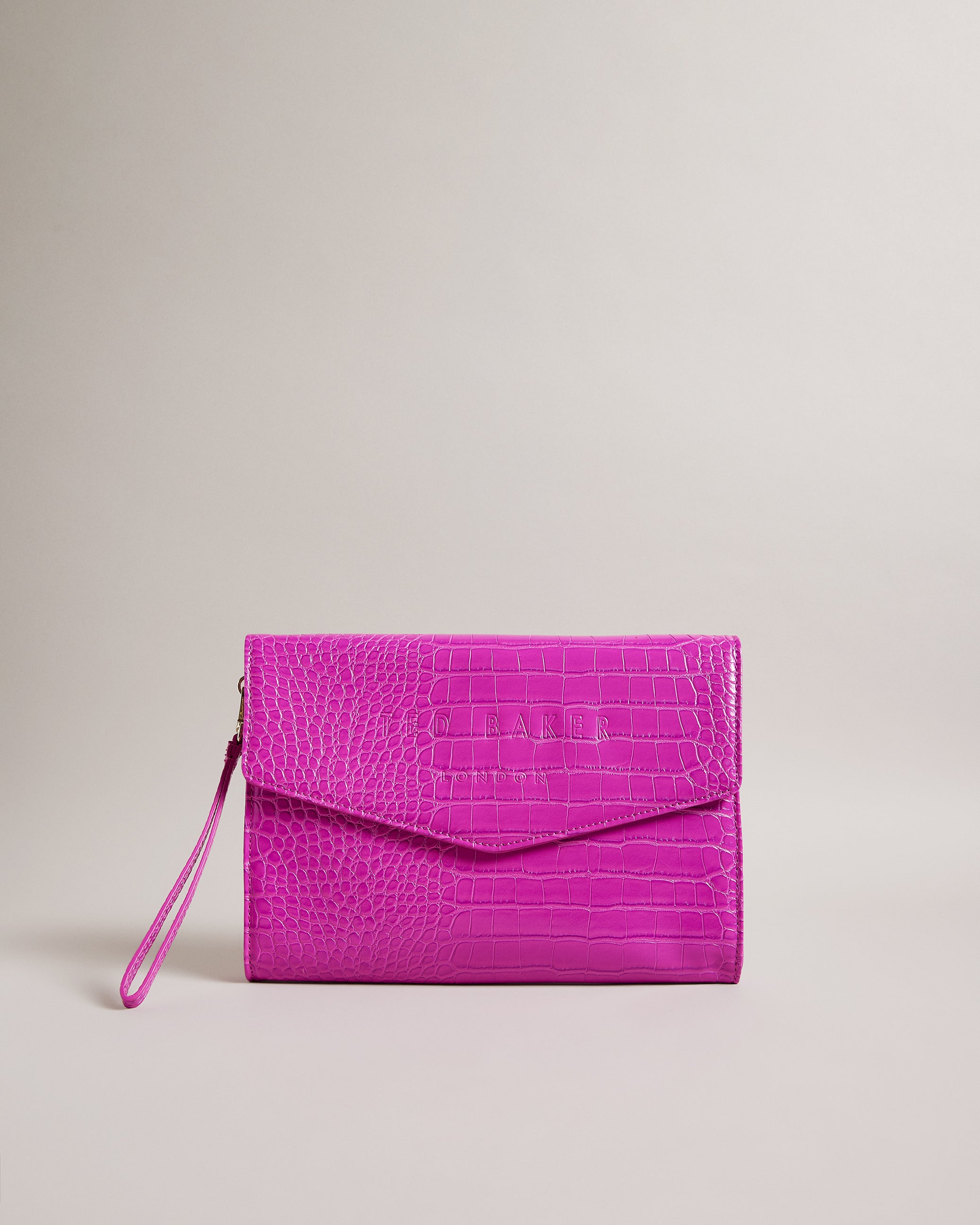 Women's Crocey-Croc Effect Envelope Pouch Brt-Pink