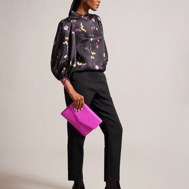 Women's Crocey-Croc Effect Envelope Pouch Brt-Pink