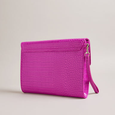 Women's Crocey-Croc Effect Envelope Pouch Brt-Pink