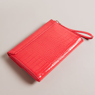 Women's Crocey-Croc Effect Envelope Pouch Coral