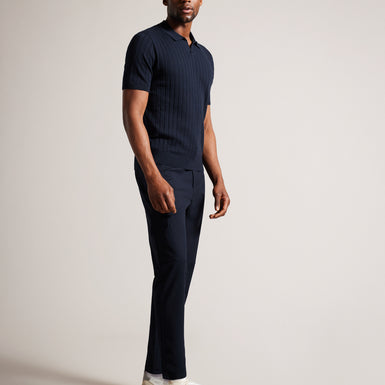 Men's Botany-Ss Regular Open Collar Polo Navy