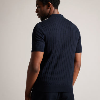 Men's Botany-Ss Regular Open Collar Polo Navy