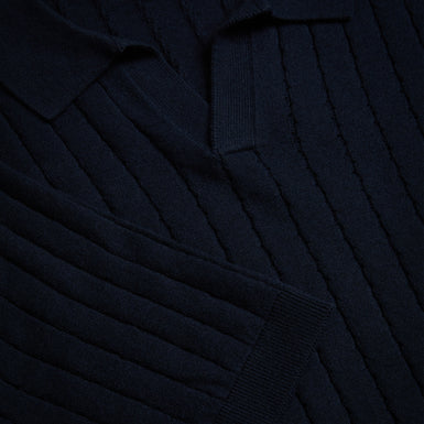 Men's Botany-Ss Regular Open Collar Polo Navy