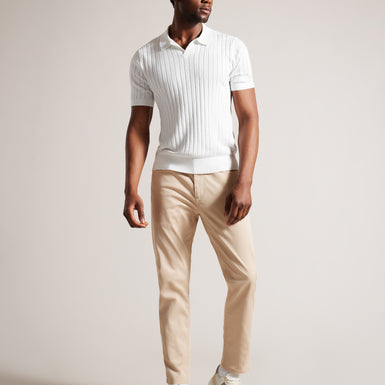 Men's Botany-Ss Regular Open Collar Polo White