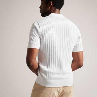 Men's Botany-Ss Regular Open Collar Polo White