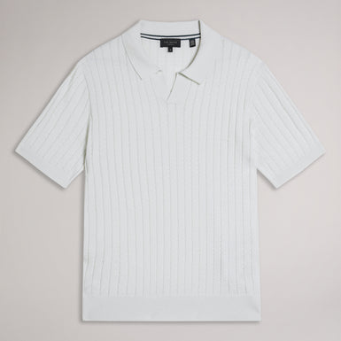 Men's Botany-Ss Regular Open Collar Polo White