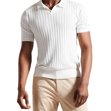 Men's Botany-Ss Regular Open Collar Polo White