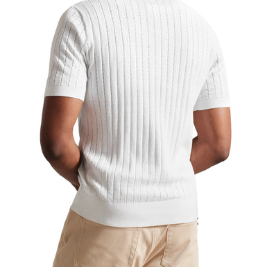 Men's Botany-Ss Regular Open Collar Polo White