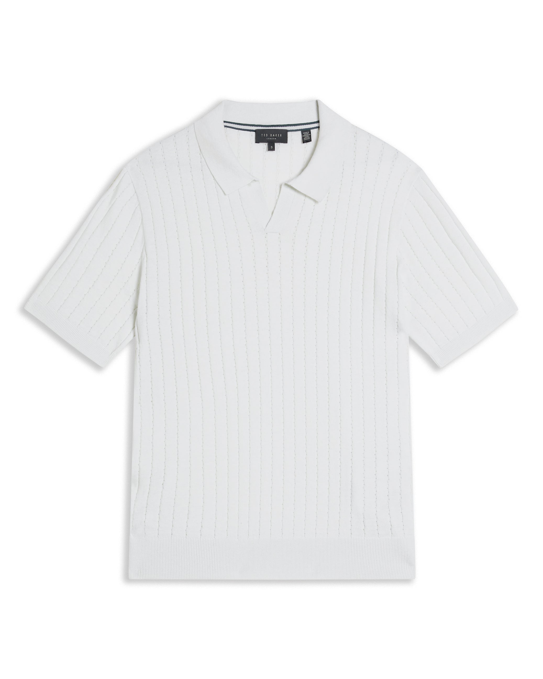 Men's Botany-Ss Regular Open Collar Polo White