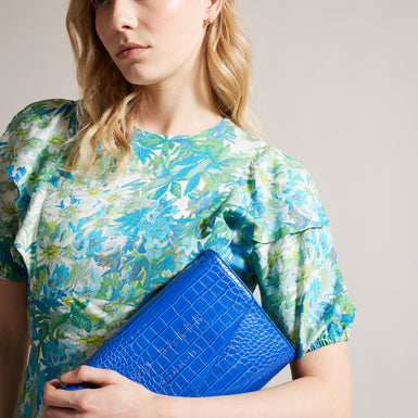 Women's Crocey-Croc Effect Envelope Pouch Brt-Blue