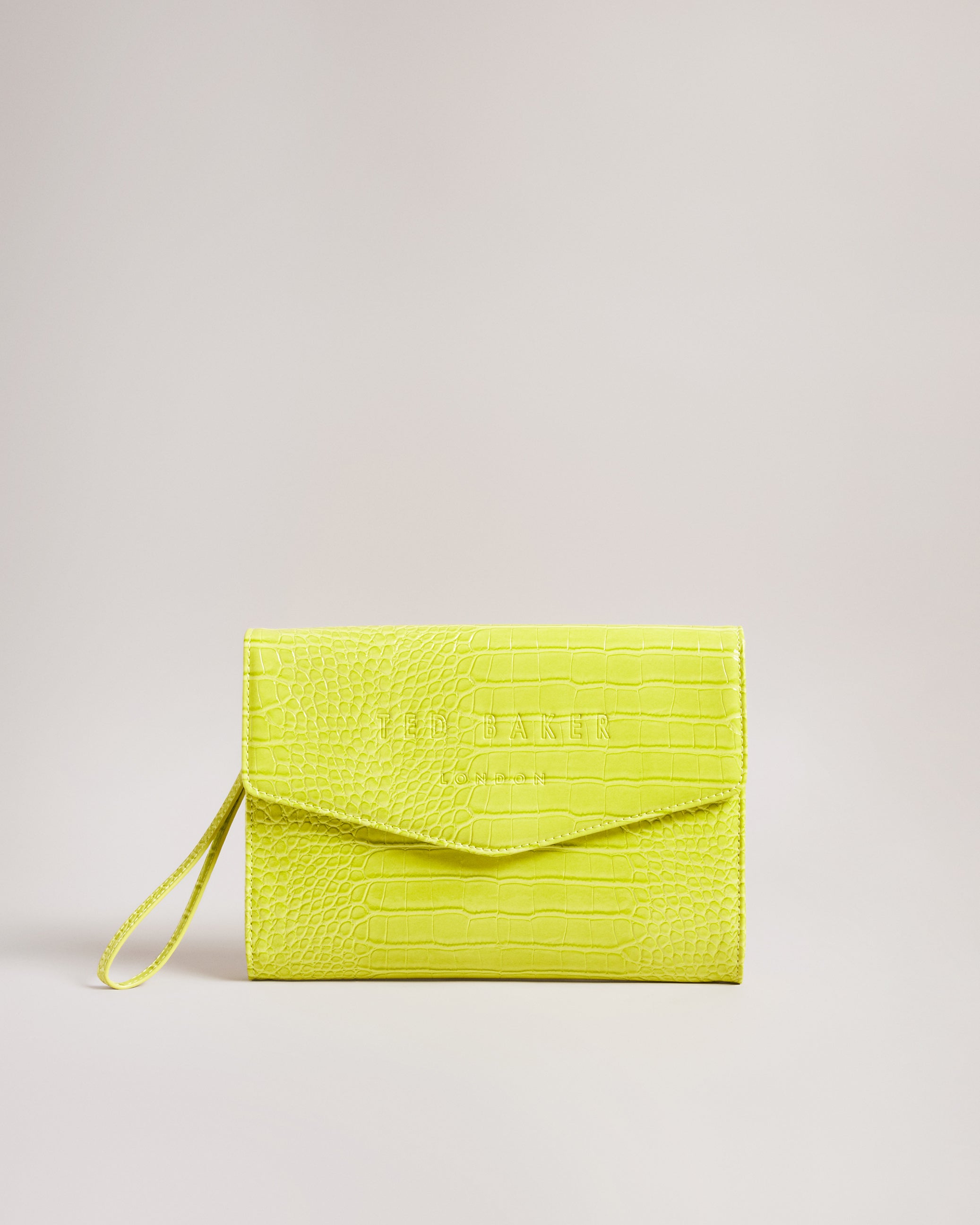 Women's Crocey-Croc Effect Envelope Pouch Lime