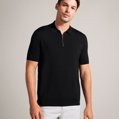 Men's Daldin-Ss Rayon Zip Polo Black