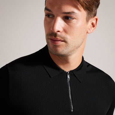 Men's Daldin-Ss Rayon Zip Polo Black