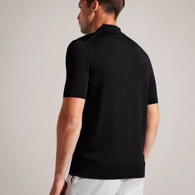 Men's Daldin-Ss Rayon Zip Polo Black