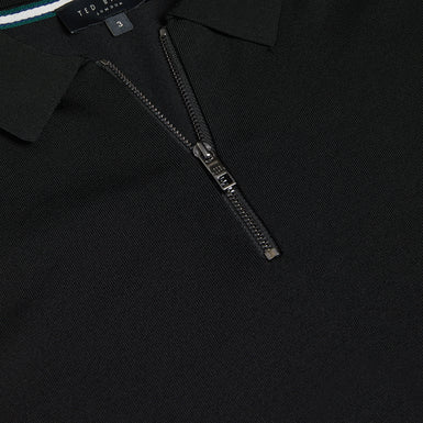 Men's Daldin-Ss Rayon Zip Polo Black