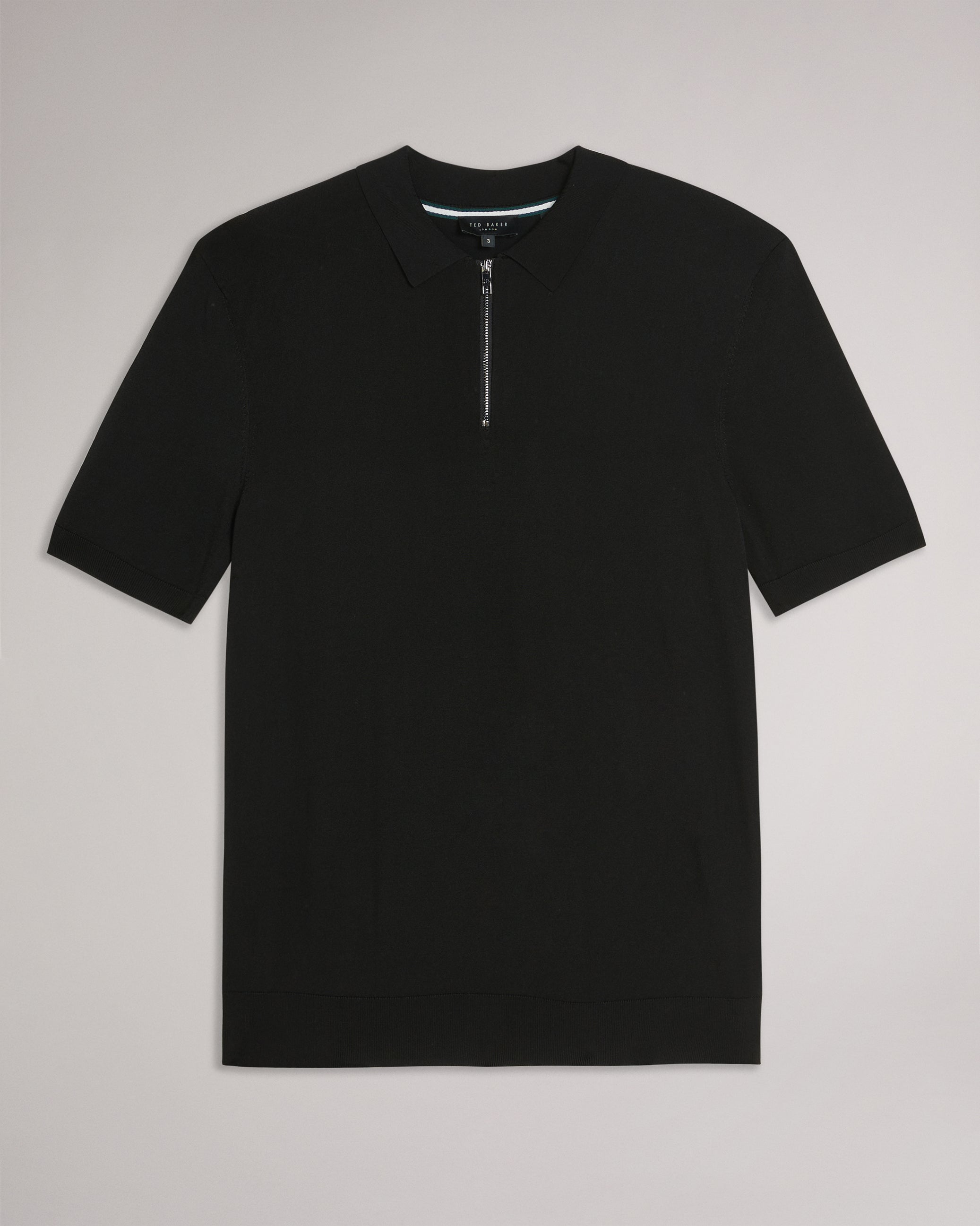 Men's Daldin-Ss Rayon Zip Polo Black